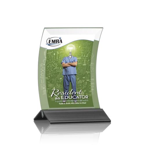 Awards and Trophies - Crystal Awards - Dominga Full Color Black Rectangle Crystal Award