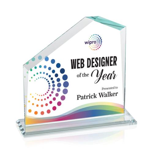 Awards and Trophies - Crystal Awards - Fairmont Full Color Clear Peaks Crystal Award