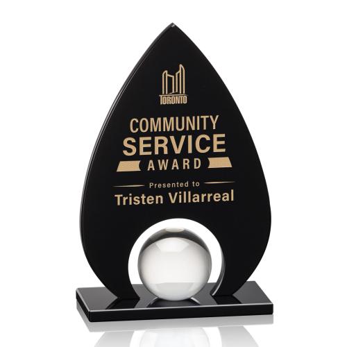 Awards and Trophies - Crystal Awards - Dangerfield Black Tear Drop Crystal Award