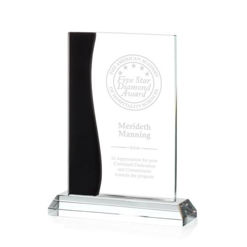 Awards and Trophies - Crystal Awards - Landfield Black Rectangle Crystal Award