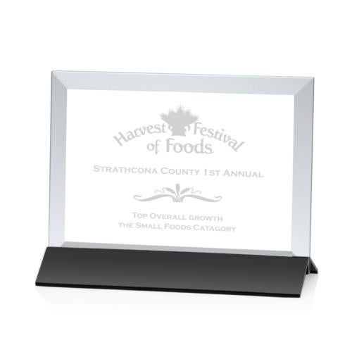 Awards and Trophies - Crystal Awards - Rainsworth Black/Horizontal Rectangle Crystal Award