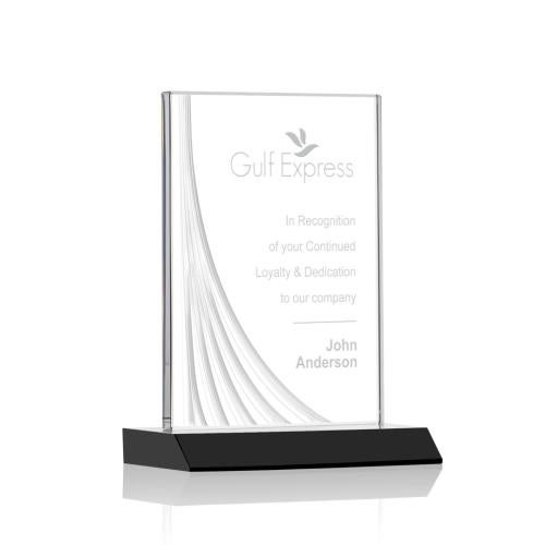 Awards and Trophies - Crystal Awards - Leighton Liquid™  Black Rectangle Crystal Award