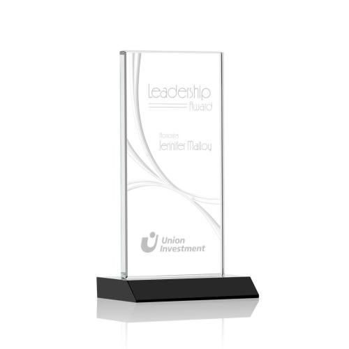Awards and Trophies - Crystal Awards - Keane Liquid™  Black Rectangle Crystal Award