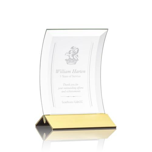 Awards and Trophies - Crystal Awards - Dominga Gold Rectangle Crystal Award