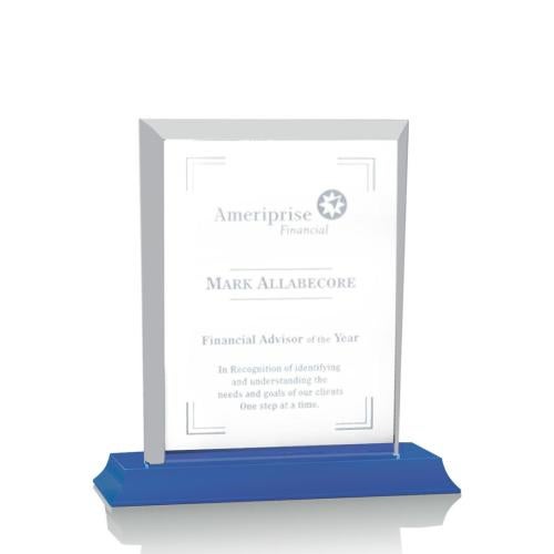 Awards and Trophies - Crystal Awards - Denison Blue on Bartlett Rectangle Crystal Award