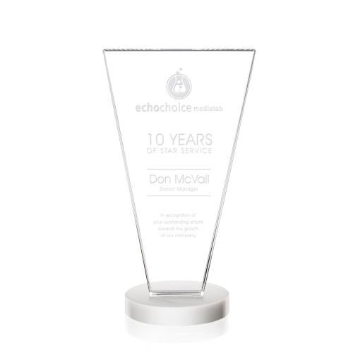 Awards and Trophies - Crystal Awards - Burney White Polygon Crystal Award