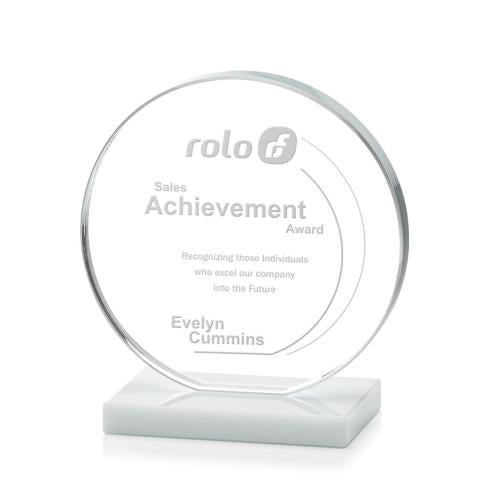 Awards and Trophies - Crystal Awards - Victoria White Circle Crystal Award