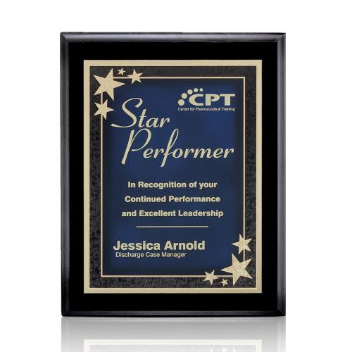 Awards and Trophies - Plaque Awards - Farnsworth/Starburst - Black/Blue