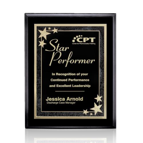 Awards and Trophies - Plaque Awards - Farnsworth/Starburst - Black/Black
