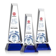 Employee Gifts - Rustern Full Color Blue on Base Obelisk Crystal Award