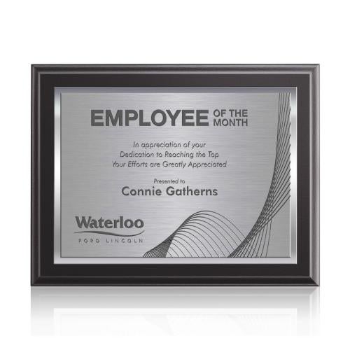 Awards and Trophies - Plaque Awards - Farnsworth/TexEtch - Black/Silver