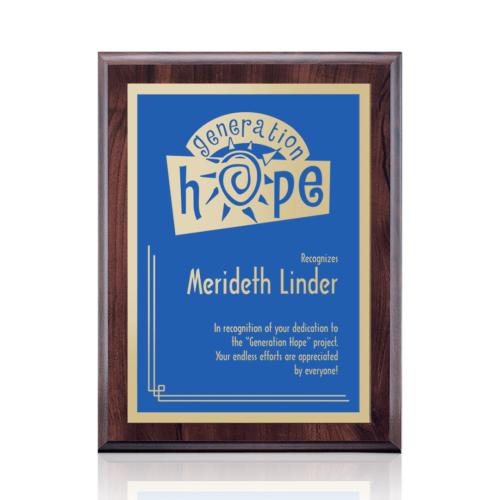 Awards and Trophies - Plaque Awards - Farnsworth/Simplicity - Cherry/Blue