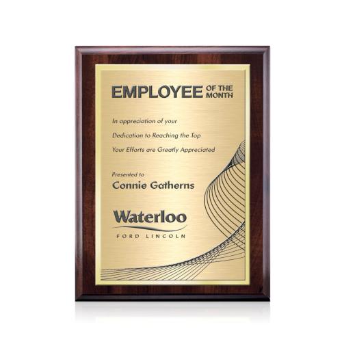 Awards and Trophies - Plaque Awards - Farnsworth/TexEtch - Cherry/Gold