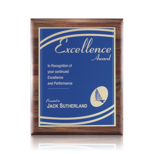 Awards and Trophies - Plaque Awards - Sedgewick/Marietta - Walnut/Blue