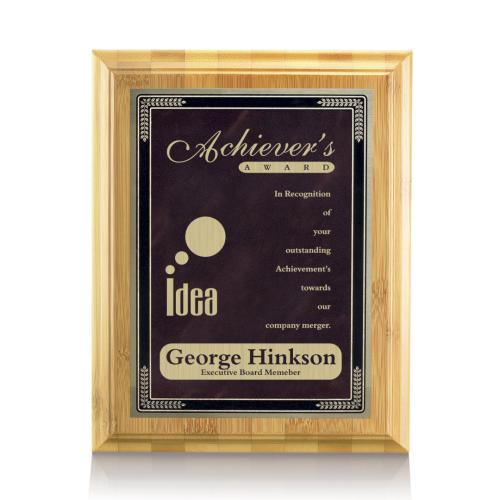Awards and Trophies - Plaque Awards - Bamboo/Cardinal - Burgundy