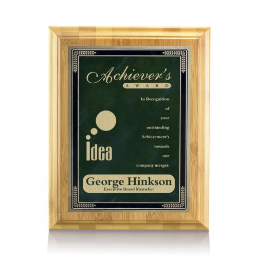 Awards and Trophies - Plaque Awards - Bamboo/Cardinal - Green