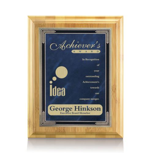 Awards and Trophies - Plaque Awards - Bamboo/Cardinal - Blue