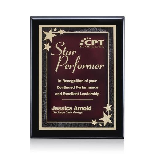 Awards and Trophies - Plaque Awards - Oakleigh/Starburst - Black/Red