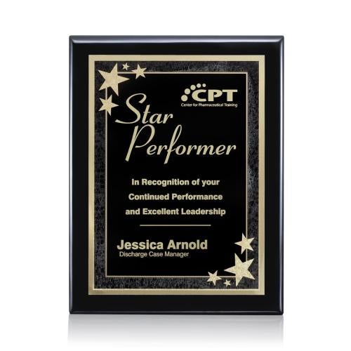 Awards and Trophies - Plaque Awards - Oakleigh/Starburst - Black/Black