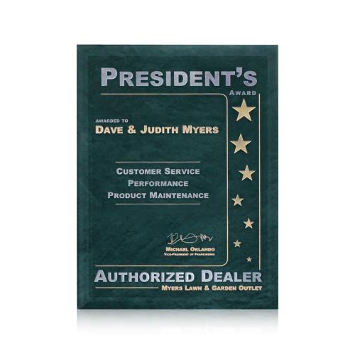 Awards and Trophies - Plaque Awards - Dunsmore Plaque - Green