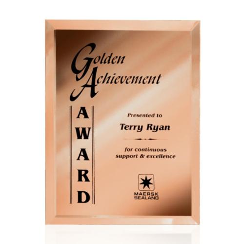 Awards and Trophies - Plaque Awards - Mirror Plaque - Gold