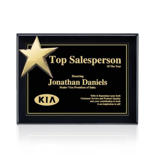 Awards and Trophies - Plaque Awards - Rising Star - Black/Gold