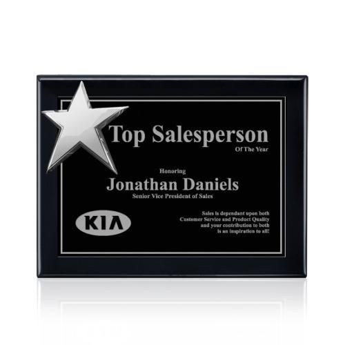 Awards and Trophies - Plaque Awards - Rising Star - Black/Chrome