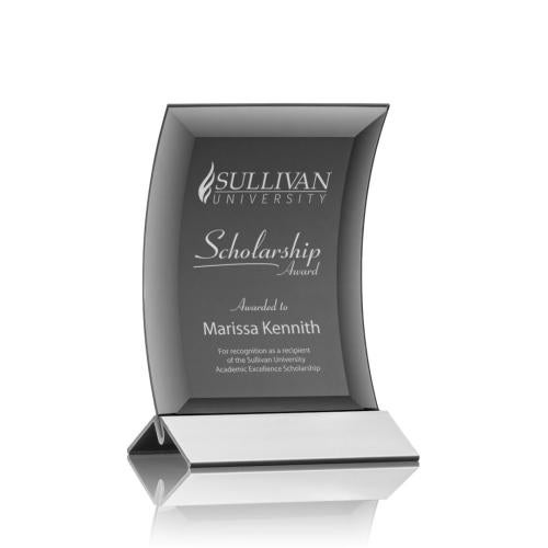 Awards and Trophies - Crystal Awards - Dominga Black/Silver Crescent Crystal Award