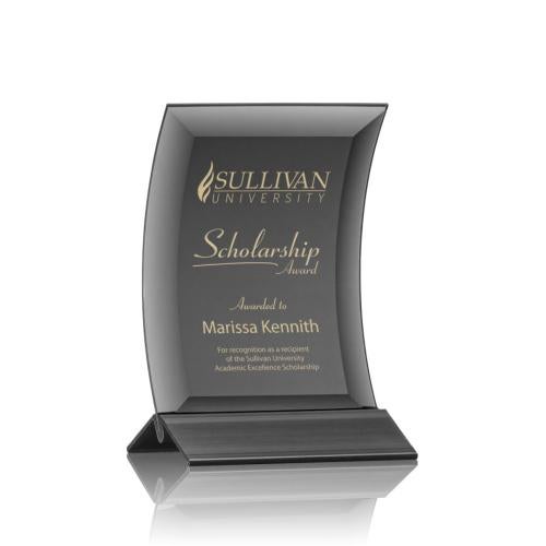 Awards and Trophies - Crystal Awards - Dominga Black/Black Crescent Crystal Award