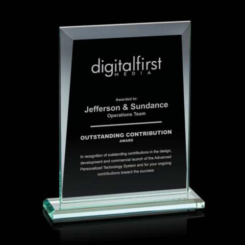 Awards and Trophies - Crystal Awards - Glass Awards - Sullivan Jade Rectangle Glass Award