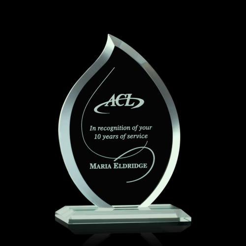 Awards and Trophies - Crystal Awards - Glass Awards - Nestor Jade Flame Glass Award