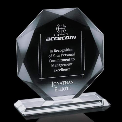Awards and Trophies - Full Color Imprint - Kitchener Jade Polygon Glass Award