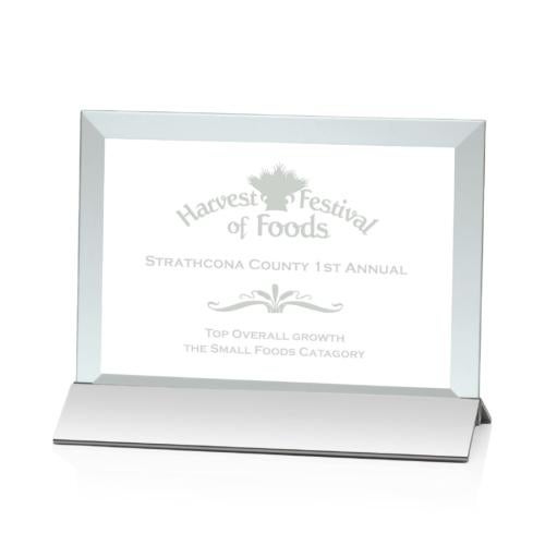 Awards and Trophies - Crystal Awards - Glass Awards - Rainsworth Jade/Silver (Horizontal) Rectangle Glass Award