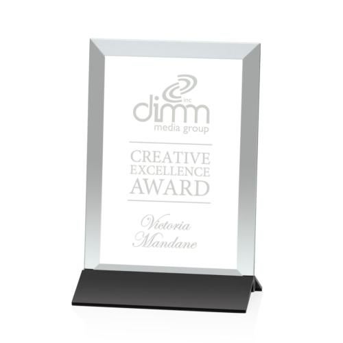 Awards and Trophies - Crystal Awards - Glass Awards - Rainsworth Jade/Black (Vertical) Rectangle Glass Award