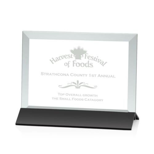 Awards and Trophies - Crystal Awards - Glass Awards - Rainsworth Jade/Black (Horizontal) Rectangle Glass Award