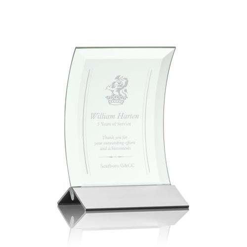 Awards and Trophies - Crystal Awards - Glass Awards - Dominga Jade/Silver Crescent Glass Award