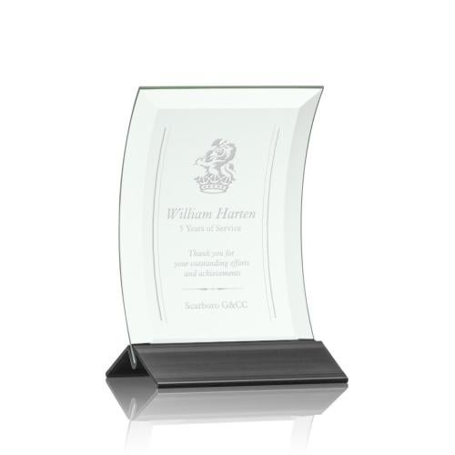 Awards and Trophies - Crystal Awards - Glass Awards - Dominga Jade/Black Crescent Glass Award