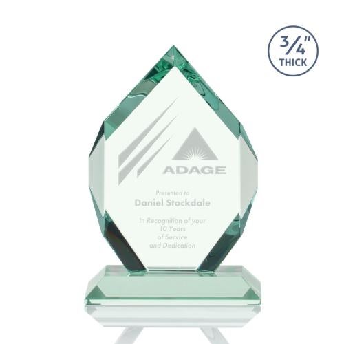 Awards and Trophies - Full Color Imprint - Royal Diamond Jade Polygon Glass Award