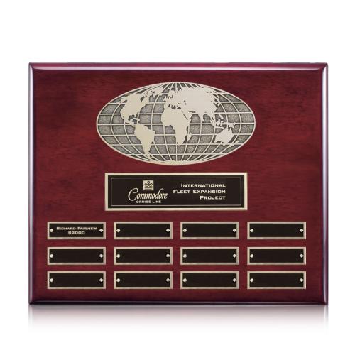 Awards and Trophies - Plaque Awards - World (Horiz) Perpetual - Rosewood Finish