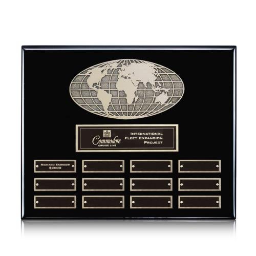 Awards and Trophies - Plaque Awards - World (Horiz) Perpetual - Black Finish