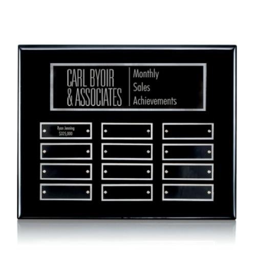 Awards and Trophies - Plaque Awards - Oakleigh Horiz Pert/Plaque - Black/Silver