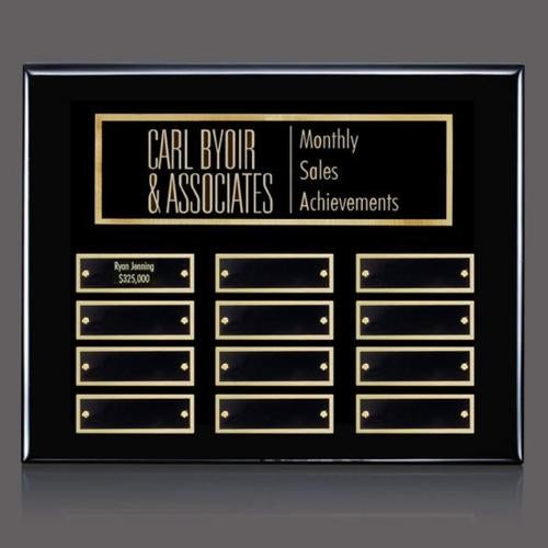 Awards and Trophies - Plaque Awards - Oakleigh Horiz Pert/Plaque - Black/Gold 