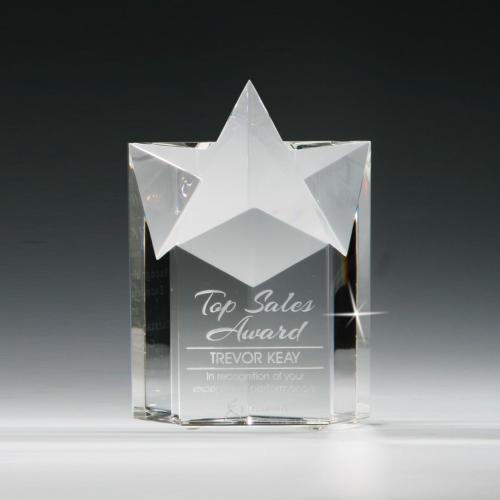 Awards and Trophies - Crystal Awards - Star Pillar Star Crystal Award
