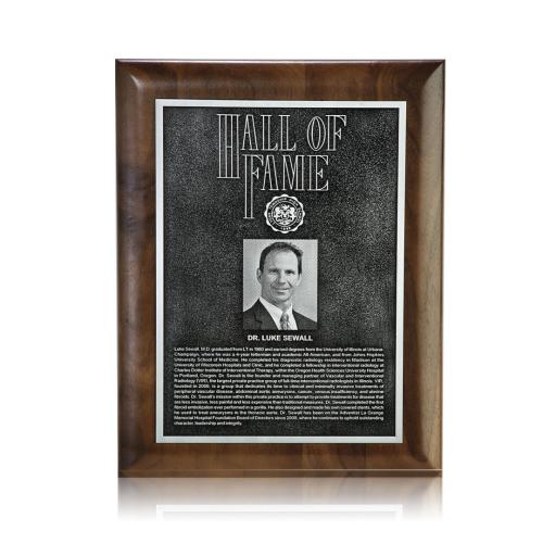 Awards and Trophies - Plaque Awards - Double Etch Plaq - Walnut Rolled Edge