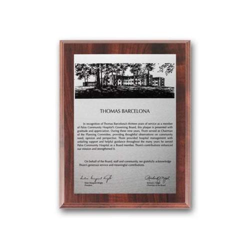 Awards and Trophies - Plaque Awards - Etch/Oxidized Plaq - Walnut Finish