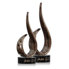 Employee Gifts - Golden Blaze Black Flame Glass Award
