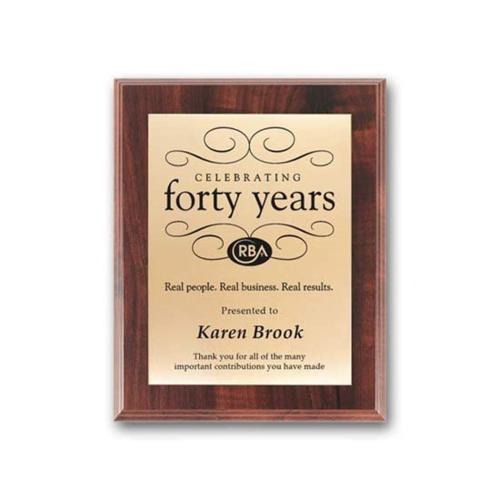 Awards and Trophies - Plaque Awards - Full Color Plaques - Screenprint Brass - Walnut Finish    