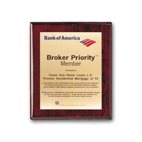 Awards and Trophies - Plaque Awards - Full Color Plaques - Screenprint Brass - Rosewood     