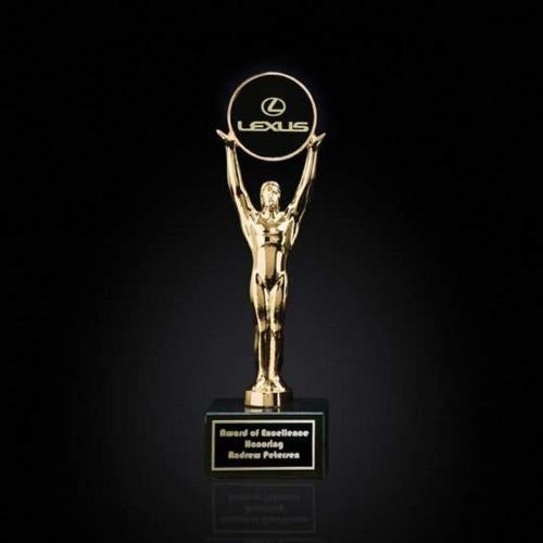 Awards and Trophies - Marble & Stone Awards - Champion Circle on Black Marble Metal Award