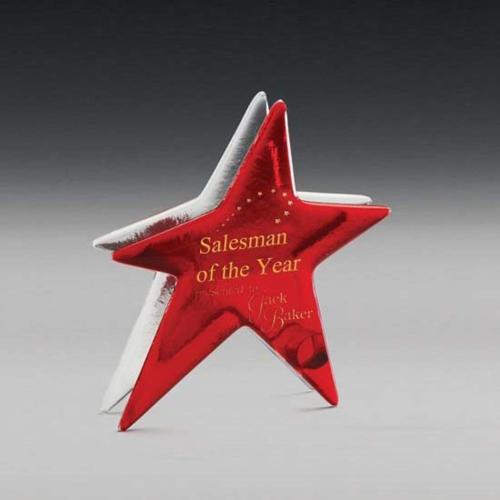 Awards and Trophies - Crystal Awards - Glass Awards - Art Glass Awards - Ruby Art Star Glass Award